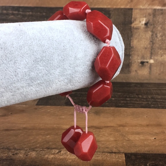 Red Agate or Onyx Stone Pink Macrame Bracelet Lola Rose QVC - Picture 10 of 10